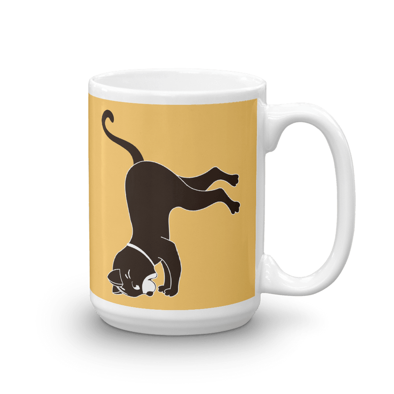 Yoga Cat Headstand Mug in 15oz Apricot