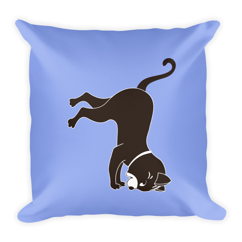 Yoga Cat Pawstand Square Pillow in Mauve