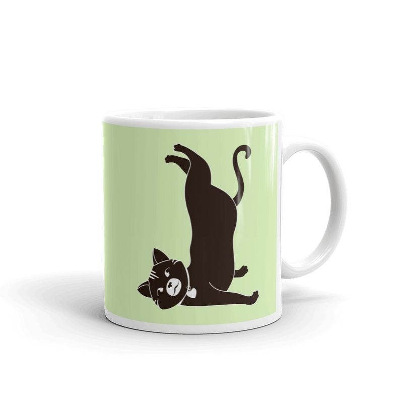 Yoga Cat Shoulder Mug in 11oz Peppermint