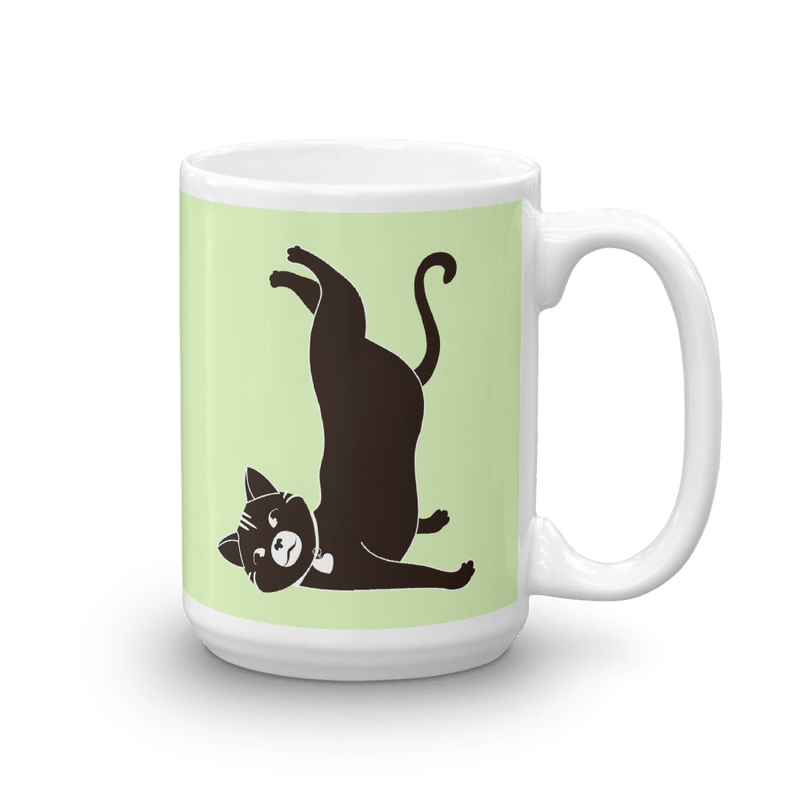 Yoga Cat Shoulder Mug in 15oz Peppermint