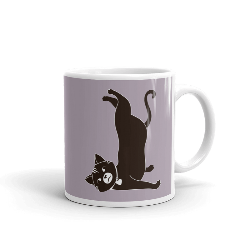 Yoga Cat Shoulder Mug in 11oz Mushroom