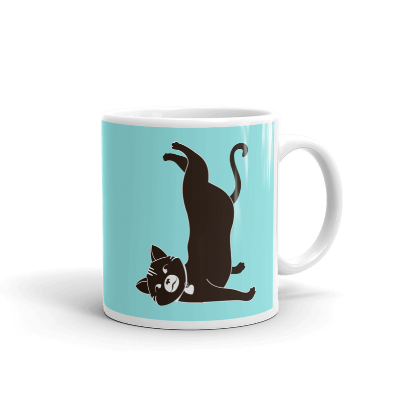 Yoga Cat Shoulder Mug in 11oz Teal