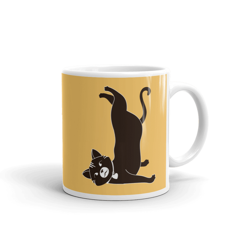 Yoga Cat Shoulder Mug in 11oz Apricot