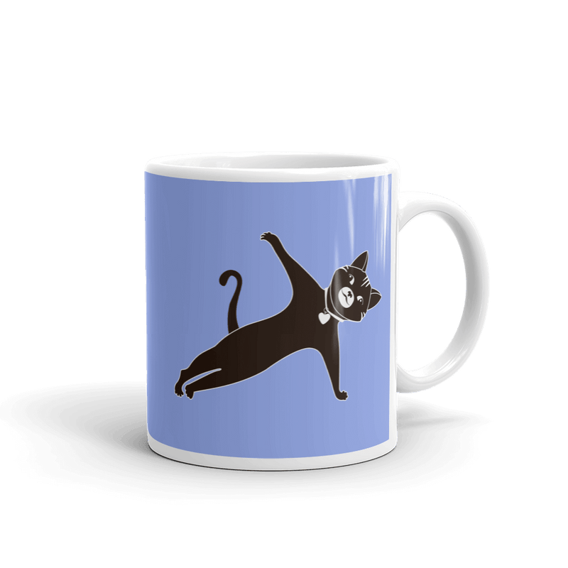 Yoga Cat Side Plank Mug in 11oz Mauve