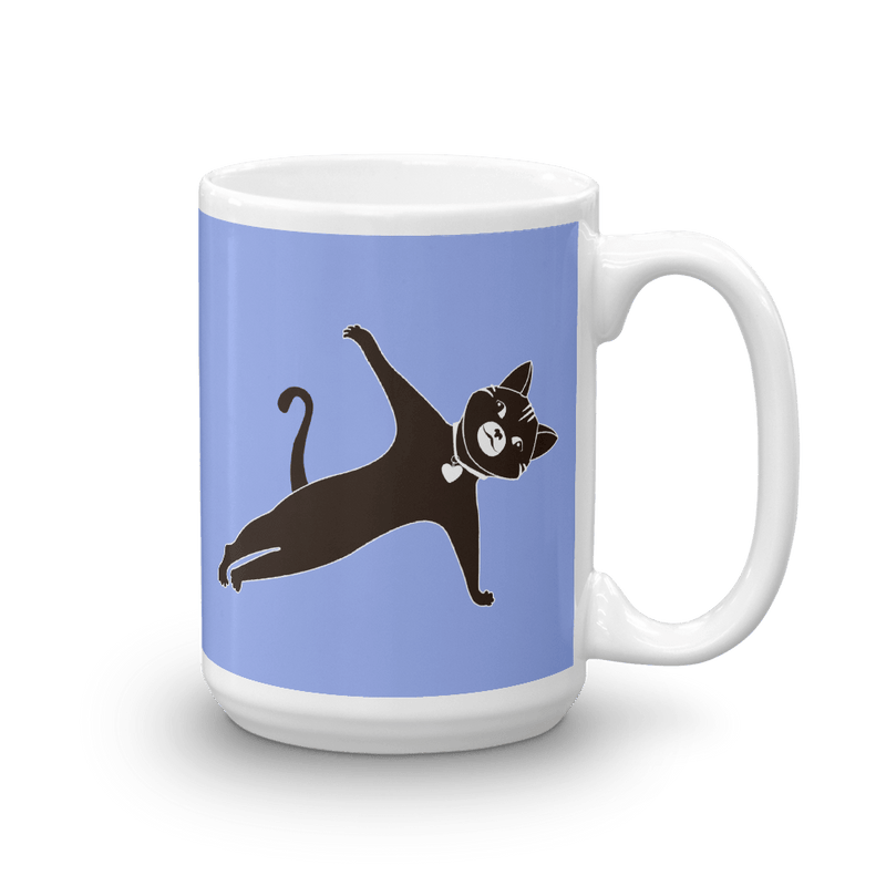 Yoga Cat Side Plank Mug in 15oz Mauve