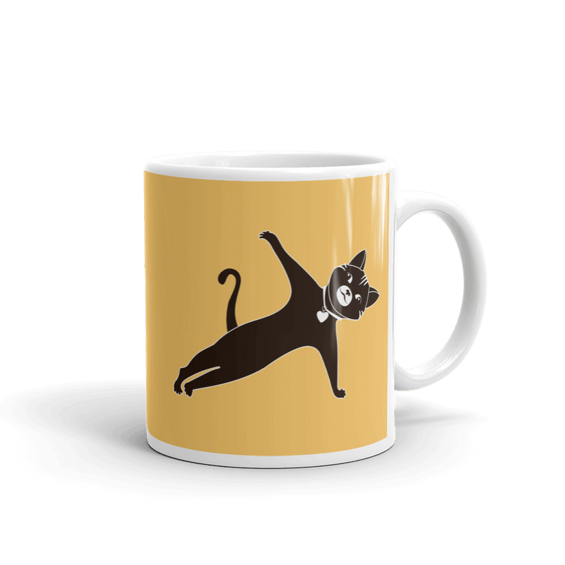Yoga Cat Side Plank Mug in 11oz Apricot