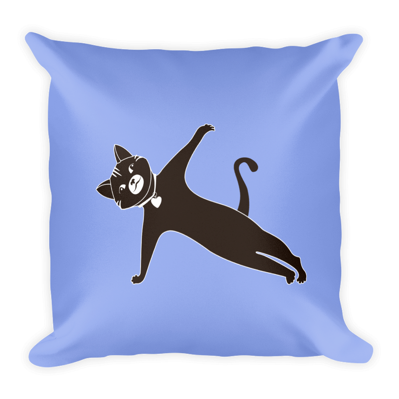 Yoga Cat Side Plank Square Pillow in Mauve