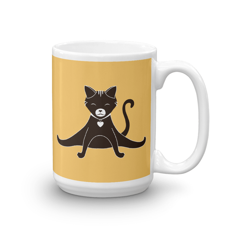 Yoga Cat Splits Mug in 15oz Apricot