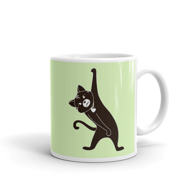 Yoga Cat Stretch Mug in 11oz Peppermint