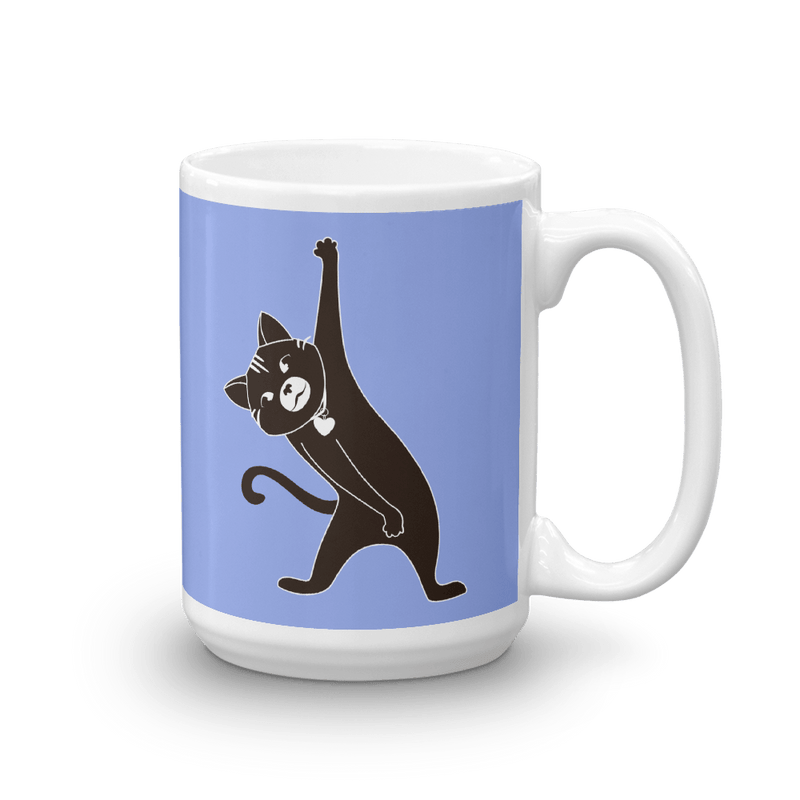 Yoga Cat Stretch Mug in 15oz Mauve