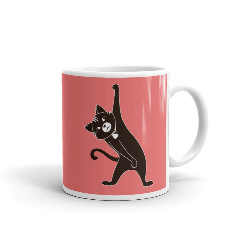 Yoga Cat Stretch Mug in 11oz Tomato