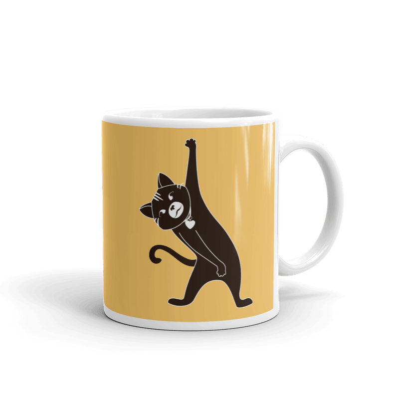 Yoga Cat Stretch Mug in 11oz Apricot