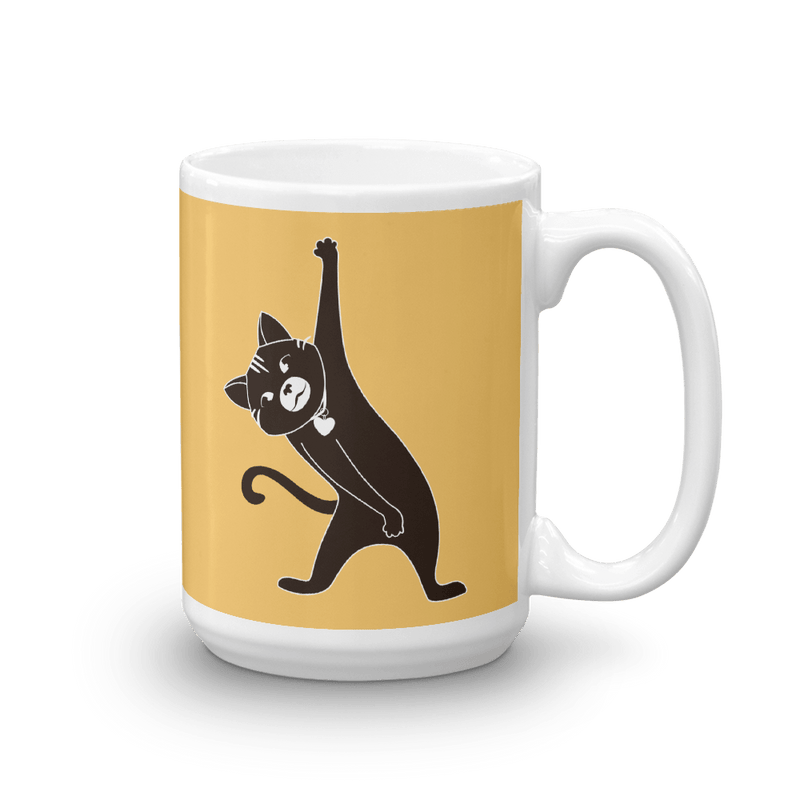 Yoga Cat Stretch Mug in 15oz Apricot