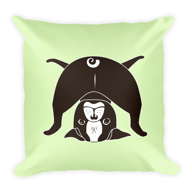 Yoga Pug I See You Square Pillow in Peppermint Green