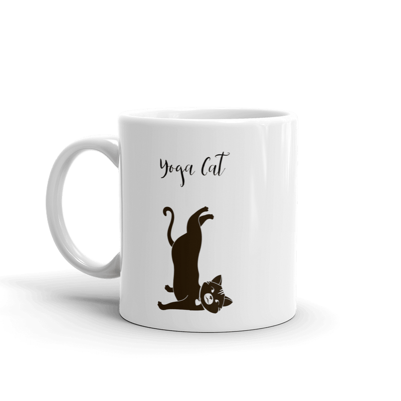 yoga cat mugs - one pose on the front another on the back