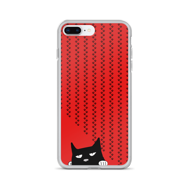 Evil Cat Pawprints Red iPhone 7 Plus/8 Plus Case