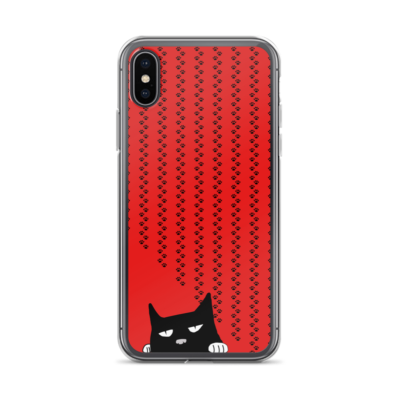 Evil Cat Pawprints Red iPhone X Case