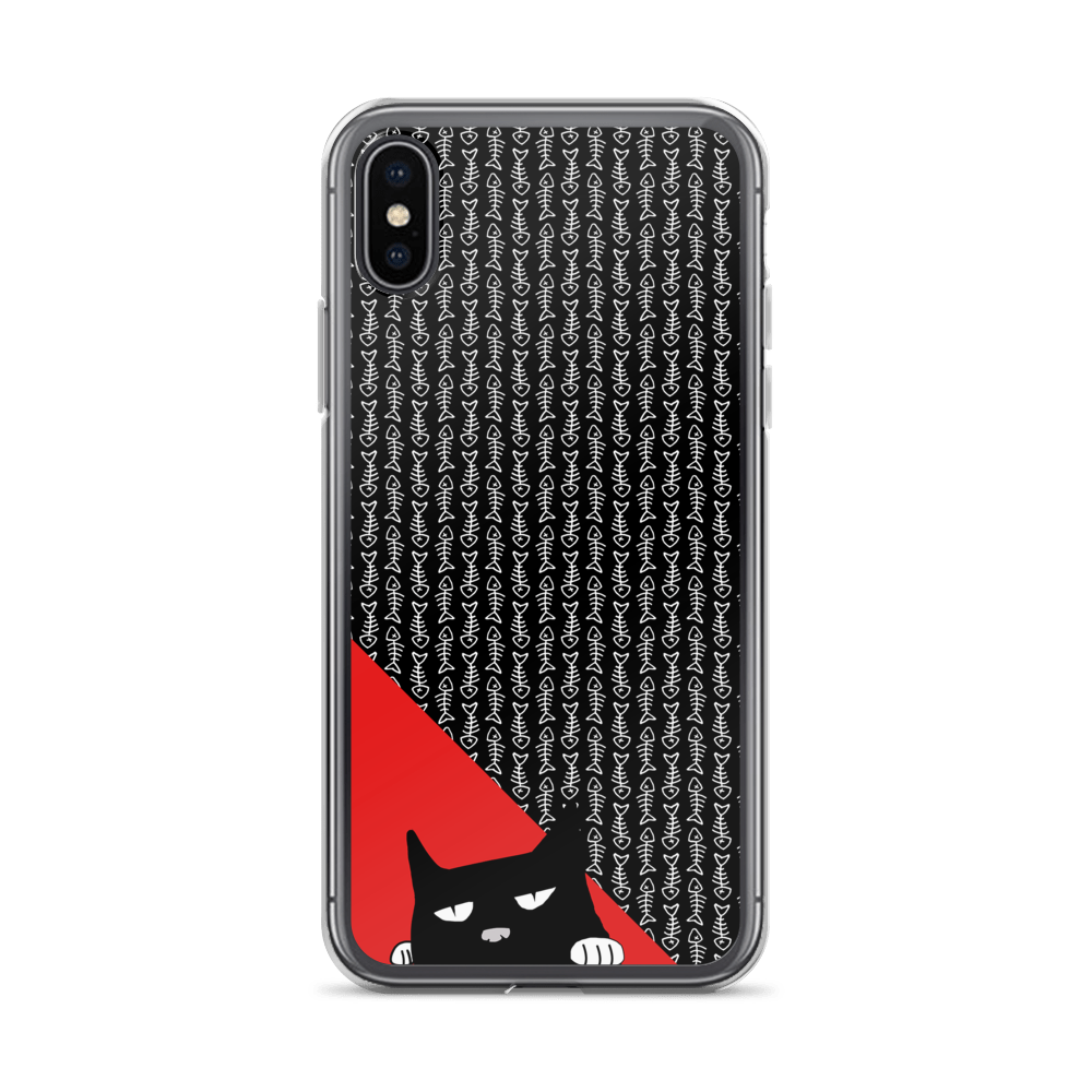 Evil Cat Fishbone Red iPhone X Case