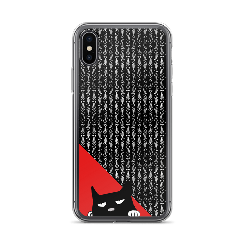 Evil Cat Fishbone Red iPhone X Case