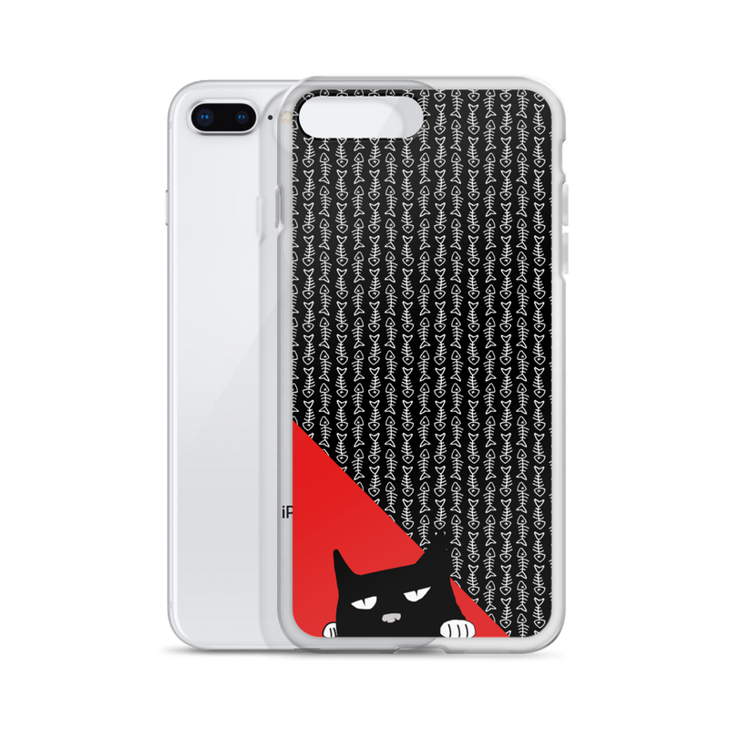 Evil Cat Fishbone Red iPhone 7 Plus/8 Plus Case with Phone