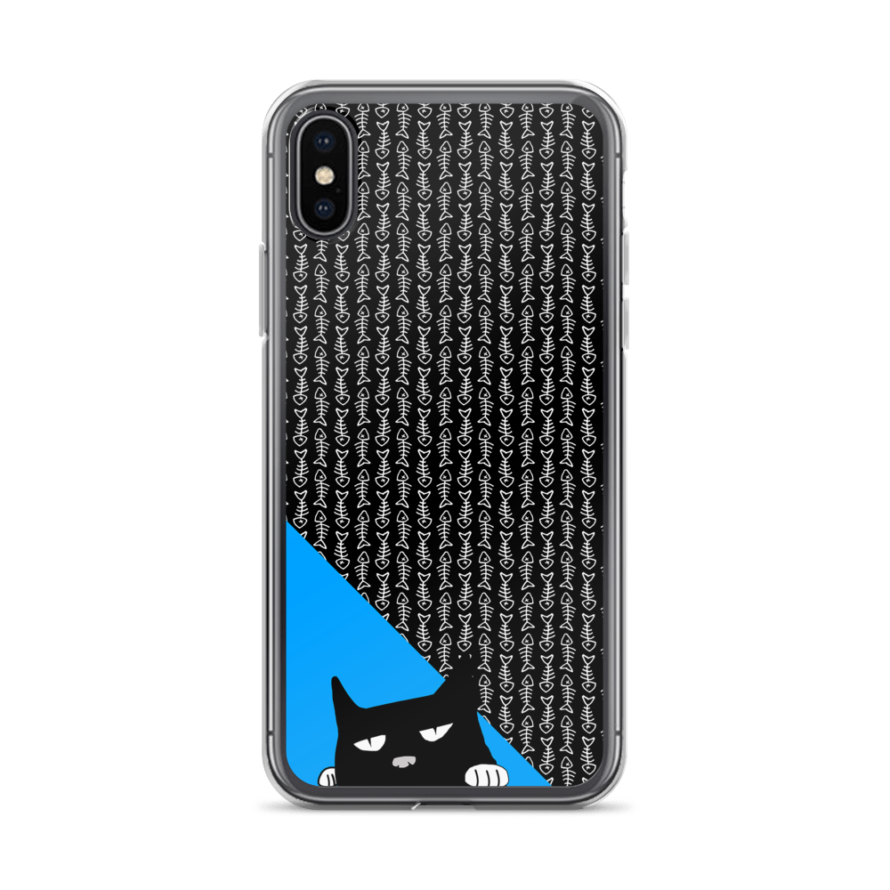 Evil Cat Fishbone Blue iPhone X Case