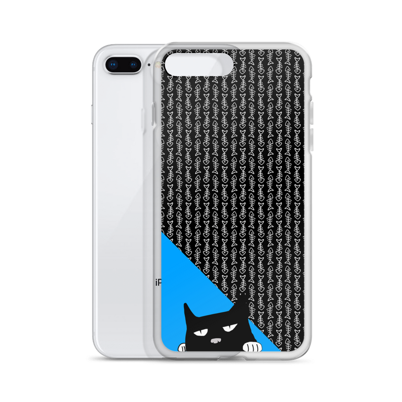 Evil Cat Fishbone Blue iPhone 7 Plus/8 Plus Case with Phone