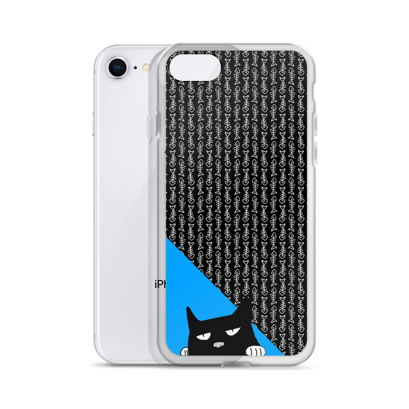 Evil Cat Fishbone Blue iPhone 7/8 Case with Phone