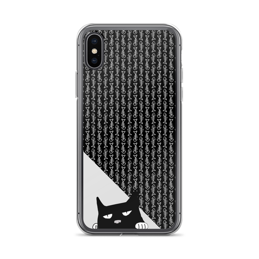 Evil Cat Fishbone Gray iPhone X Case
