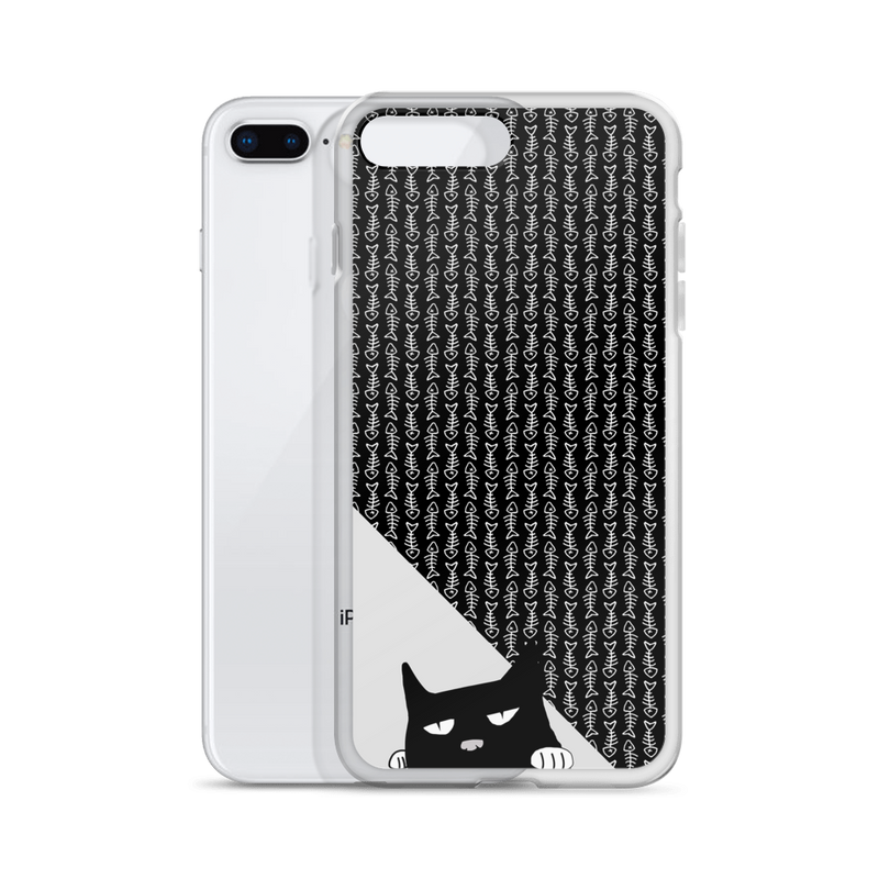 Evil Cat Fishbone Gray iPhone 7 Plus/8 Plus Case with Phone