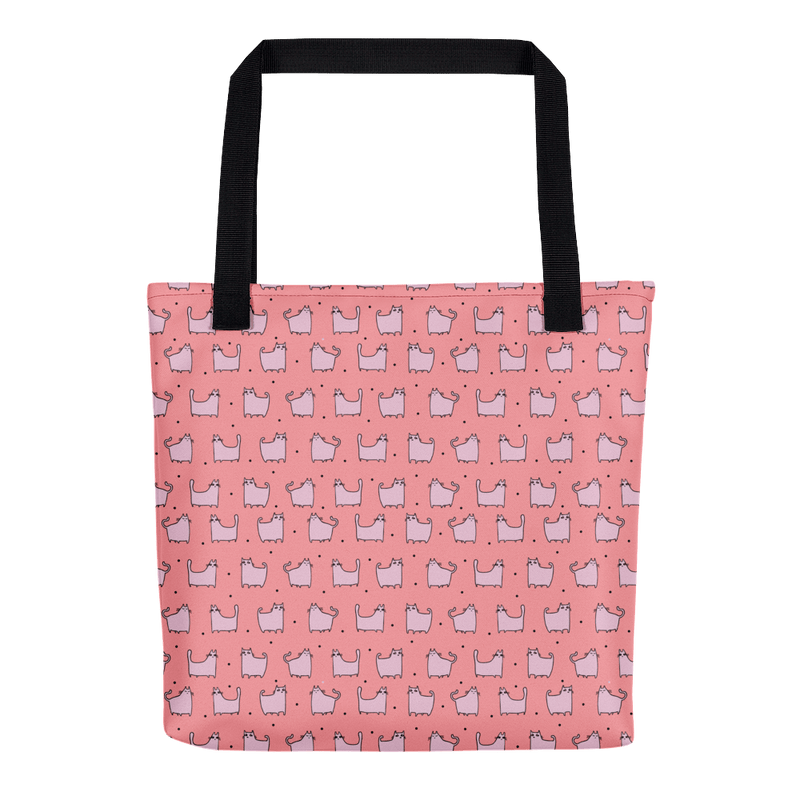 Pattern Cat 'Square Cat Salmon Pink' Tote bag