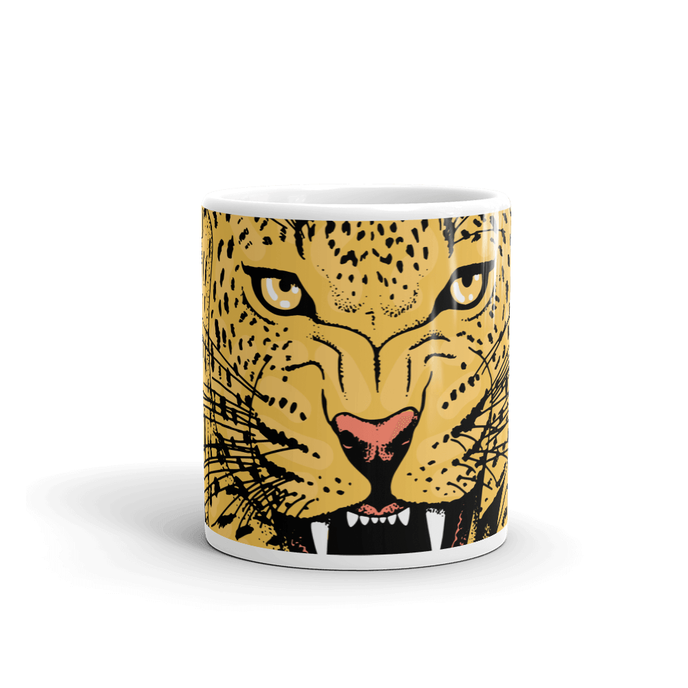 wild cat fierce leopard mug for big cat lovers