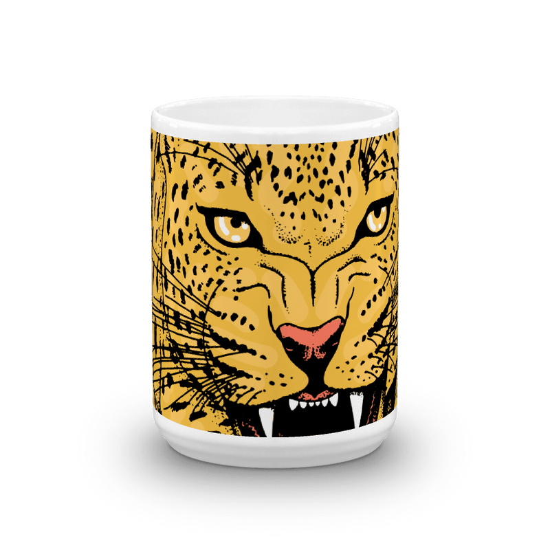 wild cat fierce leopard mug for big cat lovers