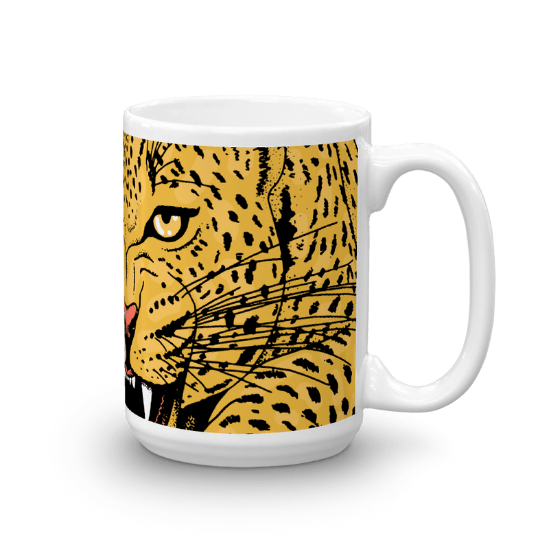 wild cat fierce leopard mug for big cat lovers
