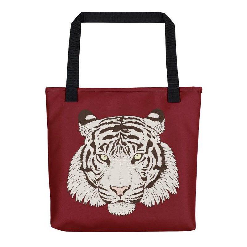 Wild Cat 'White Tiger' Ruby Red Tote Bag