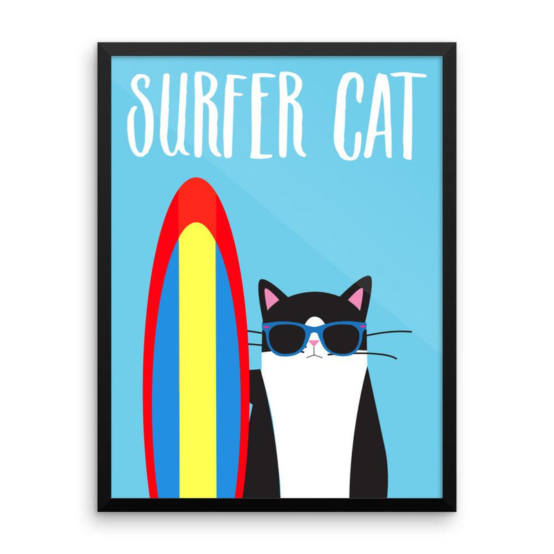Cosmo Cat 'Surfer' Framed Matt Poster