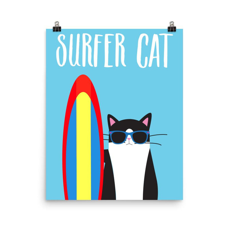 Cosmo Cat 'Surfer' Unframed Matt Poster