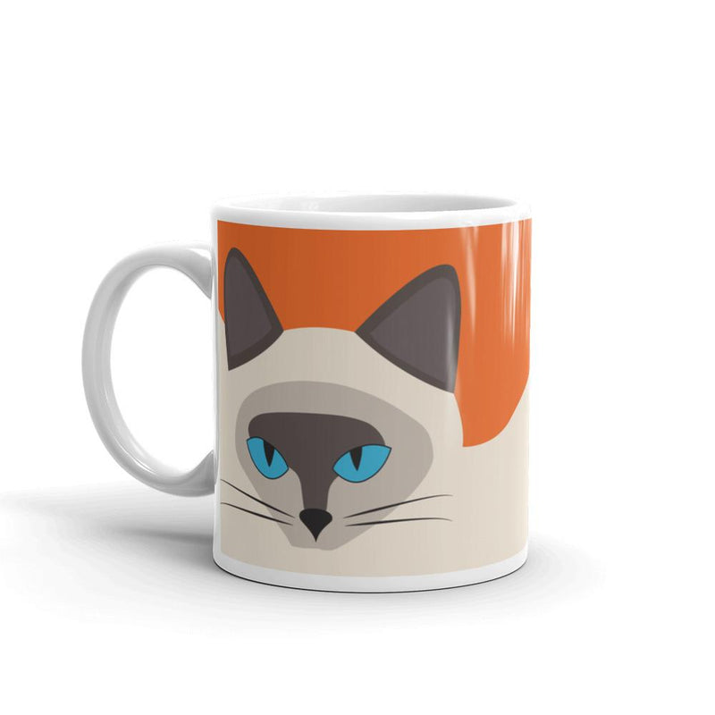 Inscrutable Cat 'Siamese Cat Orange' Mug Right Side in 11oz