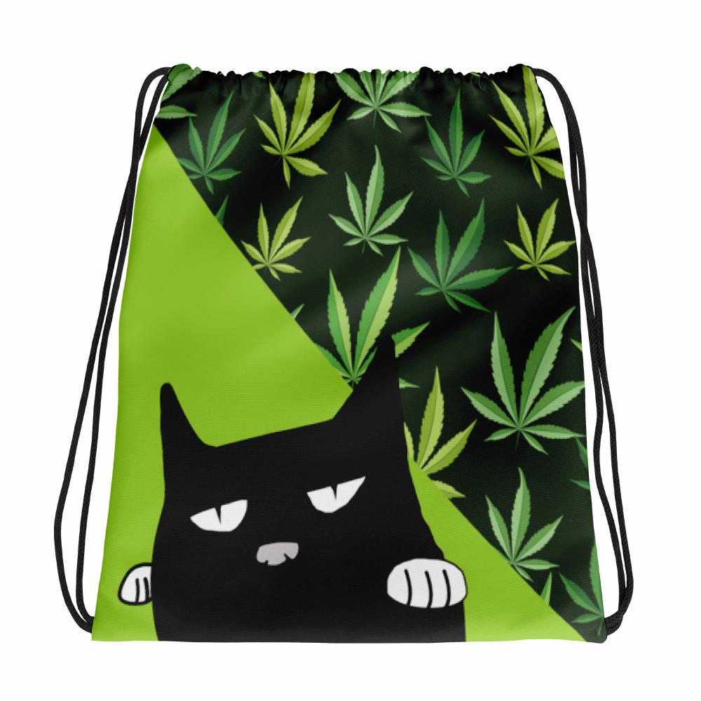 Evil Cat Mary J Drawstring bag Black Cat in Front View