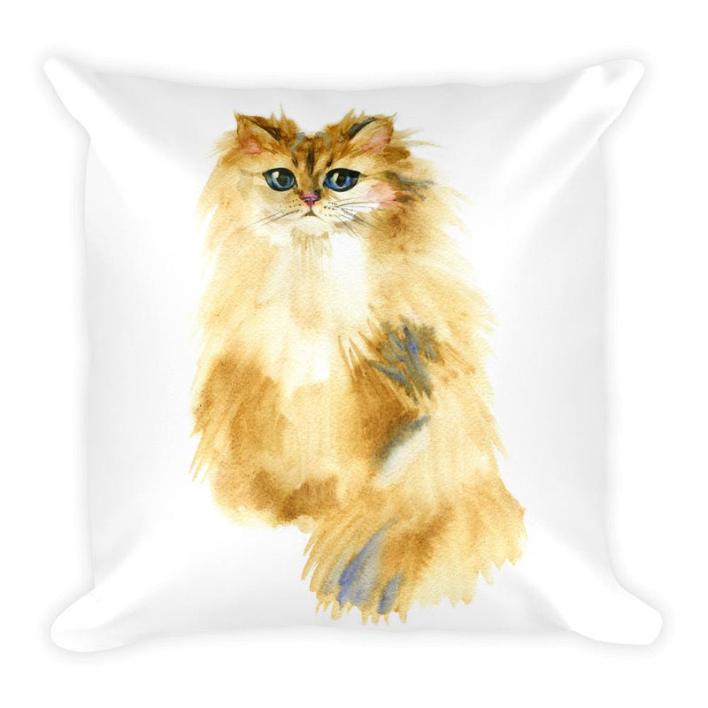 Color-Me Cat 'Persian Watercolor' Square Pillow