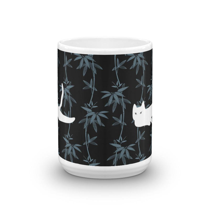 Cat Noir Black Flower Mug in Middle View 15oz
