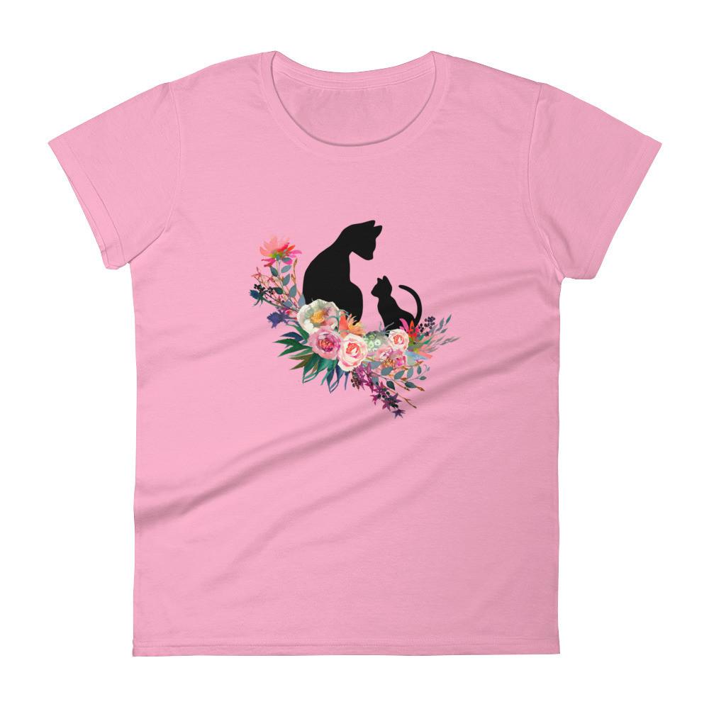 Floral Cat 'Family' Women's Short Sleeve T-Shirt