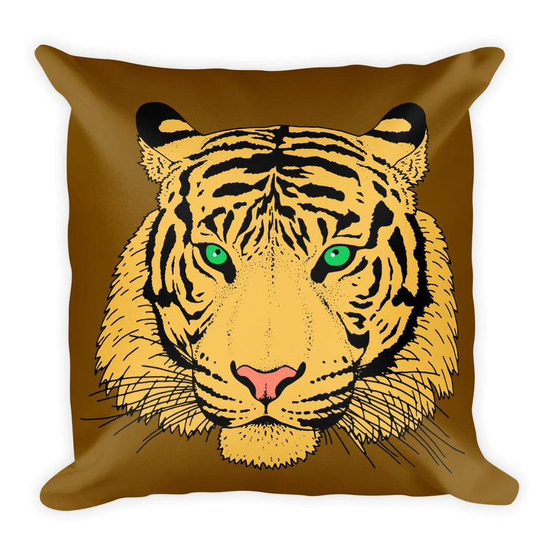 Wild Cat 'Tiger Eyes' Brown Square Pillow