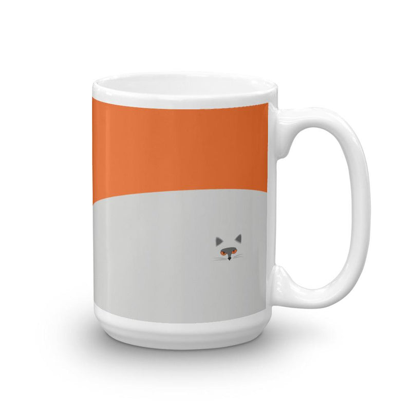 Inscrutable Cat Smoky Cat Orange Mug in Left Side View 15oz