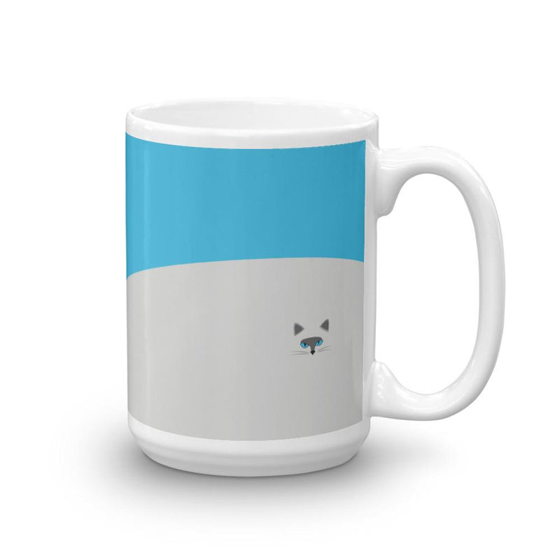 Inscrutable Cat Smoky Cat Blue Mug in Left Side View 15oz