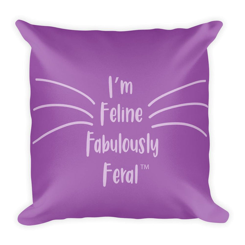 Wordy Cat 'Feral' Purrfect Purple Square Pillow