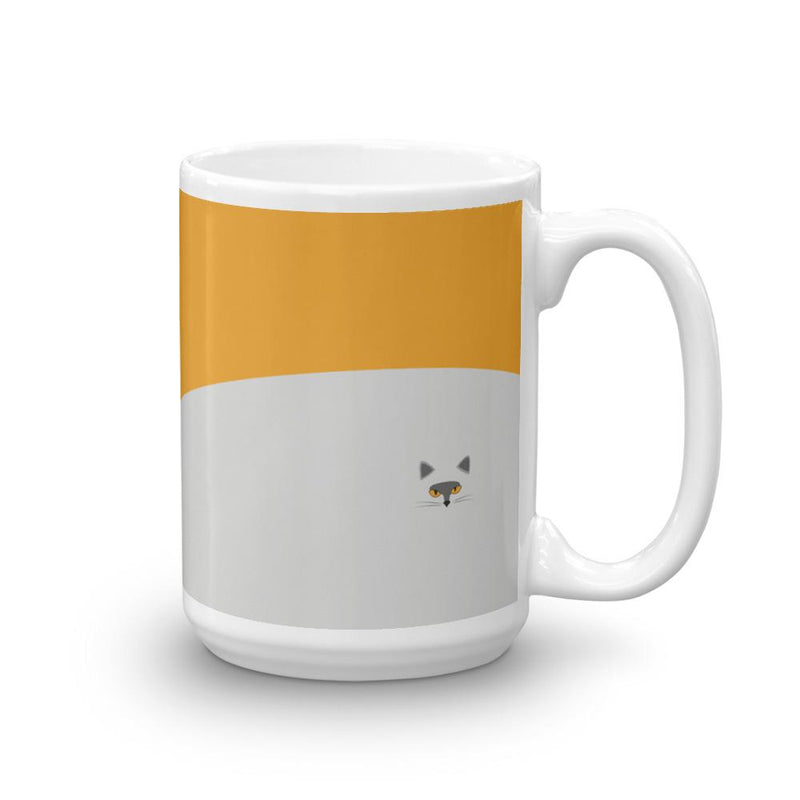 Inscrutable Cat Smoky Cat Gold Mug in Left Side View 15oz