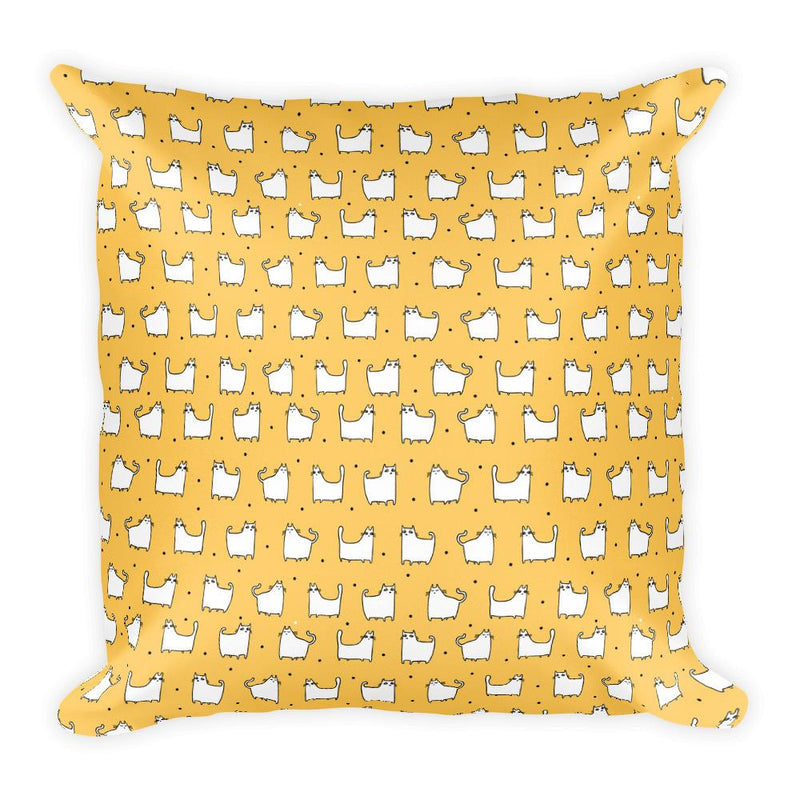 Pattern Cat 'Square Cat Tangerine' Square Pillow
