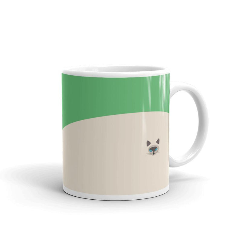 Inscrutable Cat Siamese Cat Green Mug Left Side in 11oz