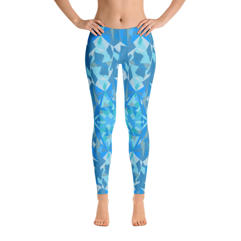 Color-Me Cat Polyart Blue Leggings in Front View