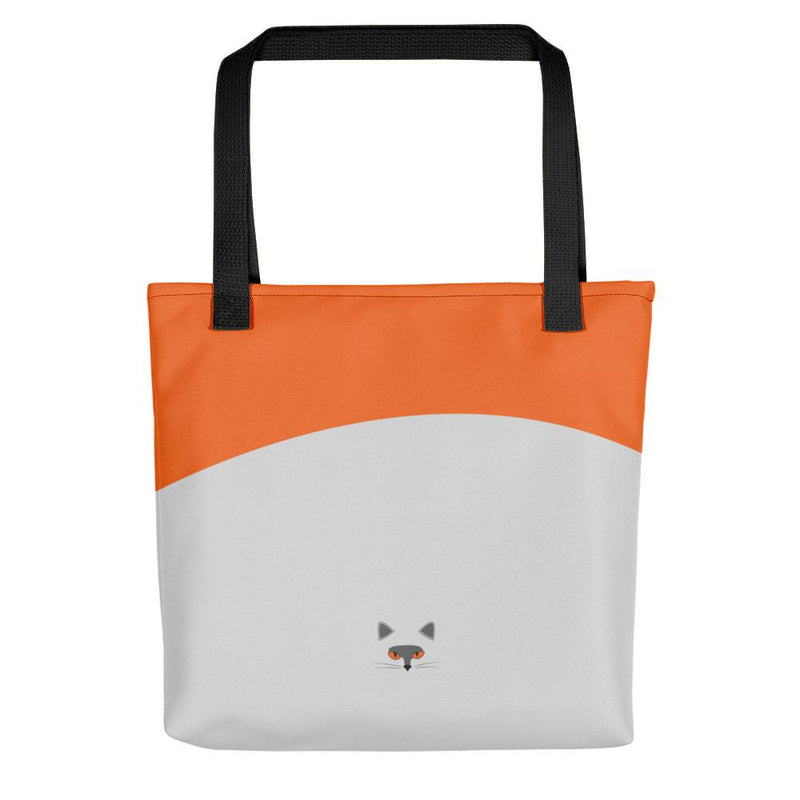 Inscrutable Cat Smoky Cat Orange Tote bag in Black Handle Back View